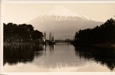 Postcard RPPC Real Photo Nautical Sailboats Lake Viewing Mountain AZO 1926-1940s