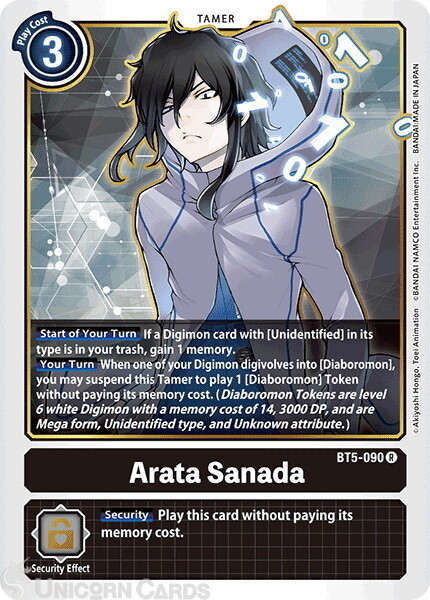 BT5-090 Arata Sanada Rare Mint Digimon Card