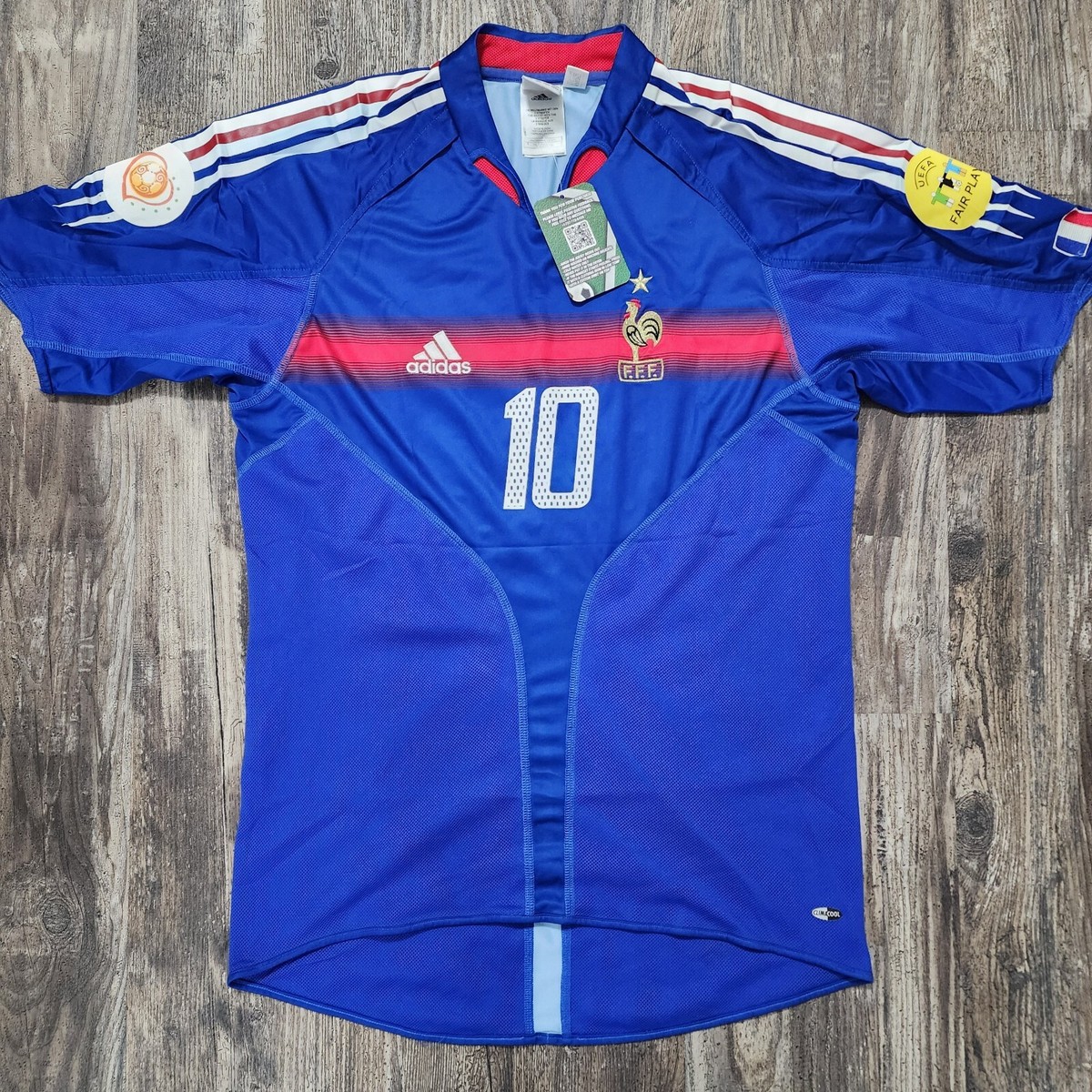 2004 Adidas France Home Soccer Jersey Zinedine Zidane Men M Euro
