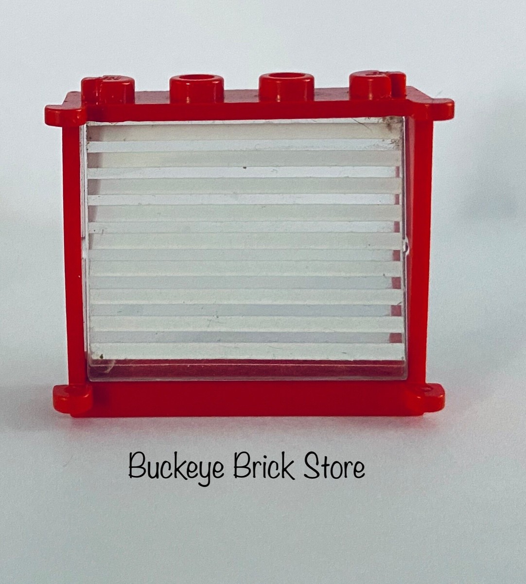 アコ枠 Lego Red Window Frame 1x4x3 w/ 9 White Stripe Pattern - 6368 6364