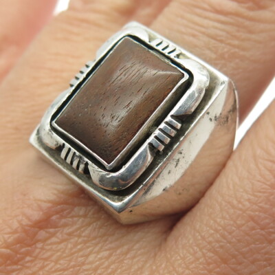 P.A. SMITH Old Pawn 925 Sterling Silver Vintage Southwestern Wood 