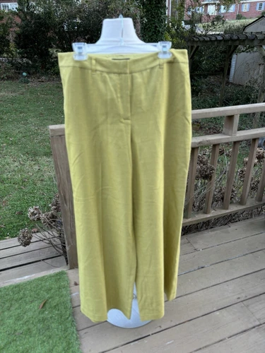 Lafayette 148 Dalton Silk/ Wool Pants, Apple Green, Size 12, NWT
