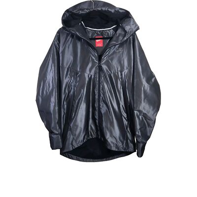 Mens nike nsw bonded windrunner jacket hooded sz m grey blk packable mesh lined