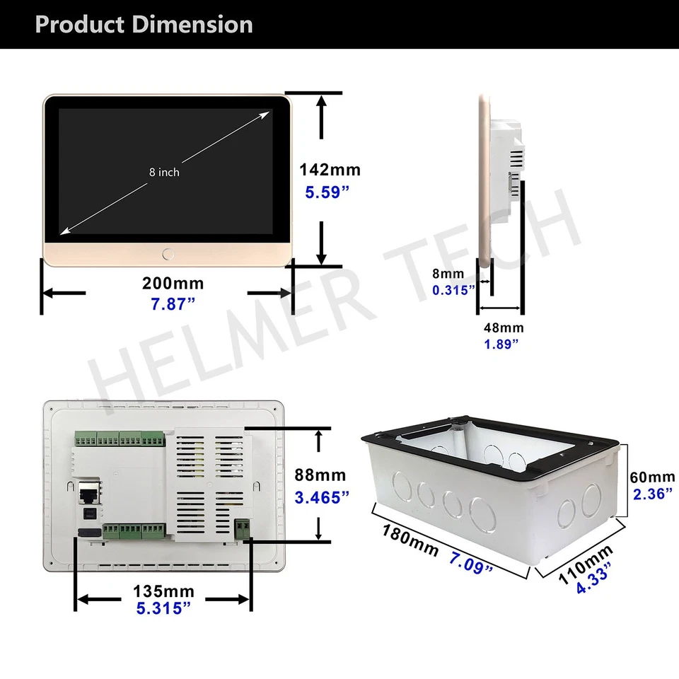 HELMER 8" Touch Screen Smart In-Wall Amplifier Multi-Room WiFi Audio Amplifier - Image 2 of 4