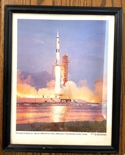 1969 NASA MSFC Apollo 11 Lithograph Print -  12" x 15" Frame under glass