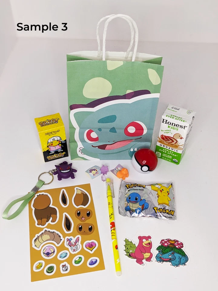 6pack Pokemon Goodie Bag Birthday Favors | Toys, Pens, Snacks, Stickers, Juice - Image 3 of 4