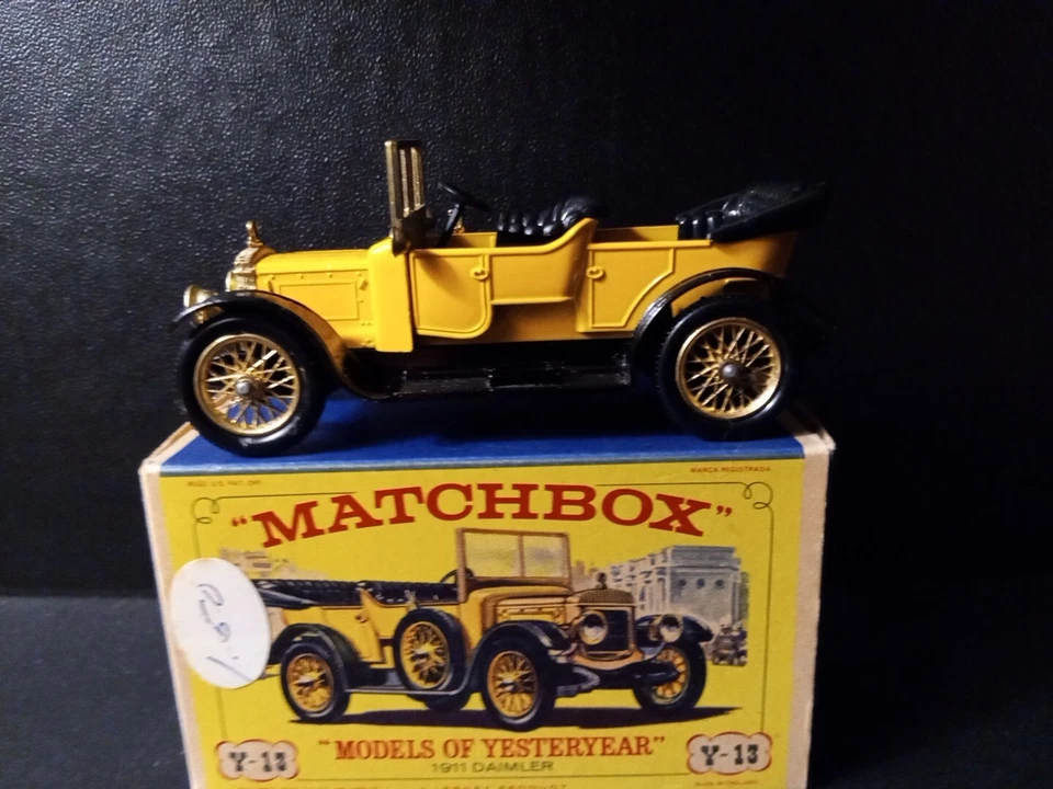 Caja de cerillas de antaño Y-13 1911 Daimler amarillo en caja original como nueva Foto 2 de 4