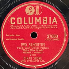 Dinah Shore Two Silhouettes That Little Dream Got Nowhere 78 RPM Columbia G+/V