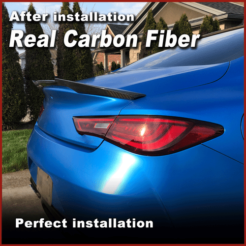 For Infiniti Q60 2016-2019 REAL Carbon Rear Trunk Spoiler Boot Racing Wing Lip - Picture 4 of 10