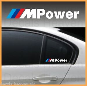 2pcs Bmw M Power Motorsport Window Bmw Stickers 22cm X 3cm White Ebay