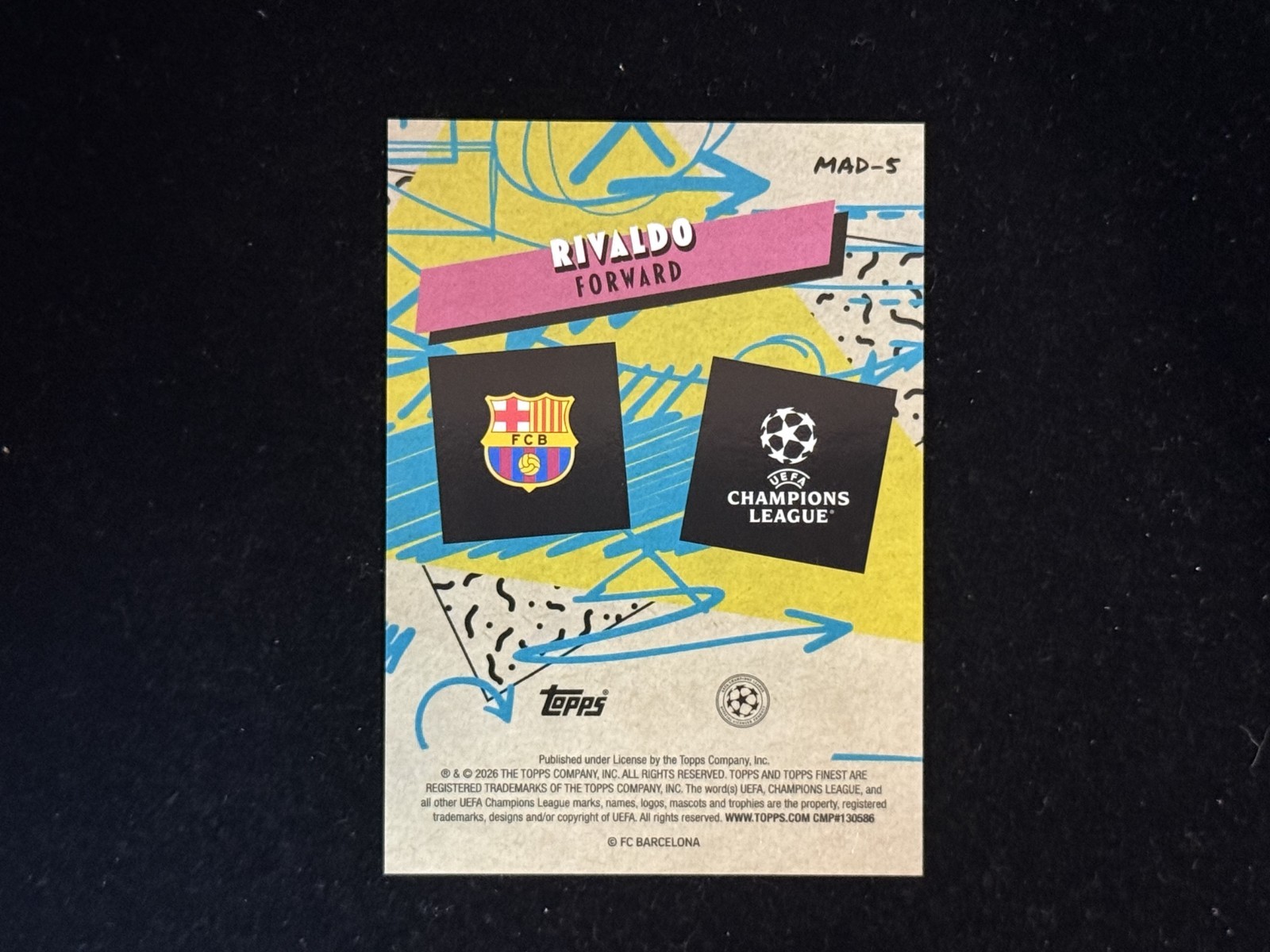 Rivaldo 2026 Topps Finest UEFA Purple/150 #MAD-5 Barcelona view 2