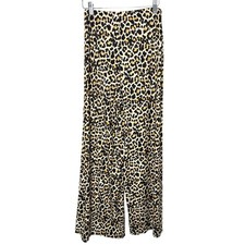 Zara Pants Wide Leg Leopard Print Womens S Basic Indie Sleaze Statement Stretch