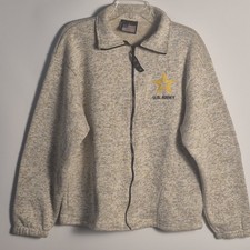 U.S. Army Full Fleece Jacket Men Large Gray Heather Sherpa Style USA Made...