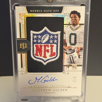 Matthew Golden 2025 Panini Rookie Hats Off RC Auto Patch Packers /3