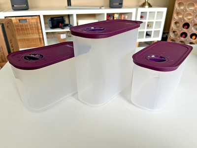 Tupperware-3er-Set: Eidgenossen/Time Keeper 1 x 1,25 L, 2 x 0,8 Liter, Brombeer