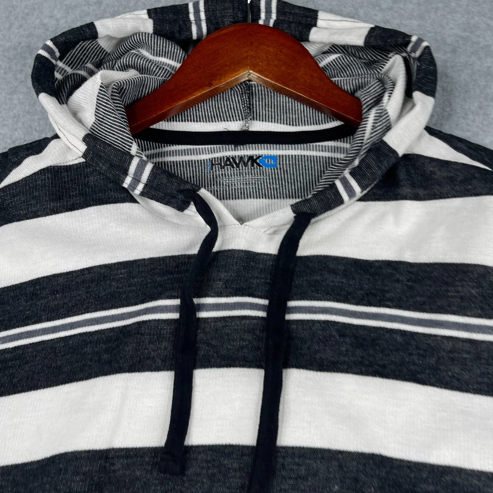 Sudadera con Capucha Hawk Grande Negra Blanca Rayas Manga Larga Pullover Para Hombre Foto 3 de 4