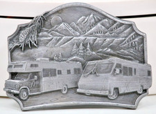 Vintage Siskiyou Motor Home RV Camper Camping Belt Buckle USA Made Used