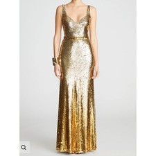 Halston Zahra Gold Degrade Sequin Column Gown Sleeveless Formal NWOT Size 4