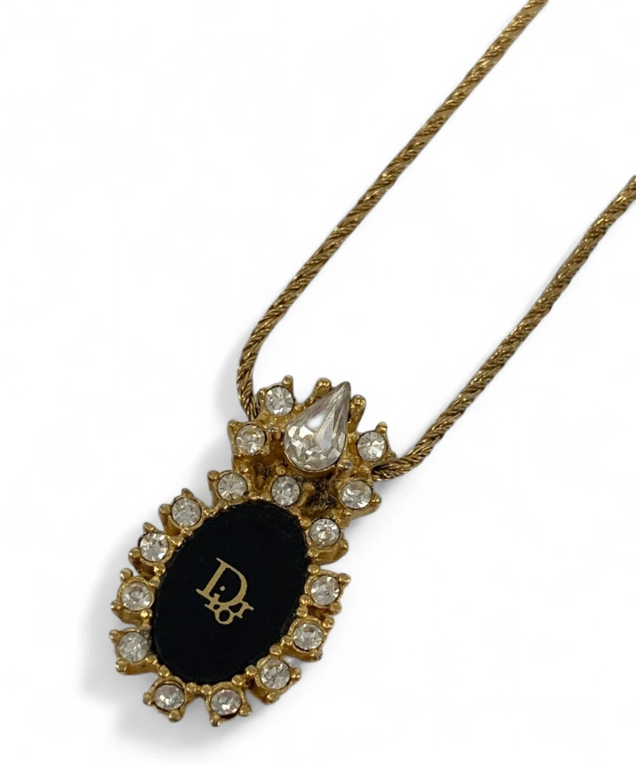 Collana Christian Dior con logo strass catena autentica 9242