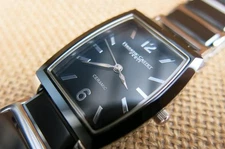 Frederique Constant Quartz Watch Black Ceramic Case Elegant Dress Style
