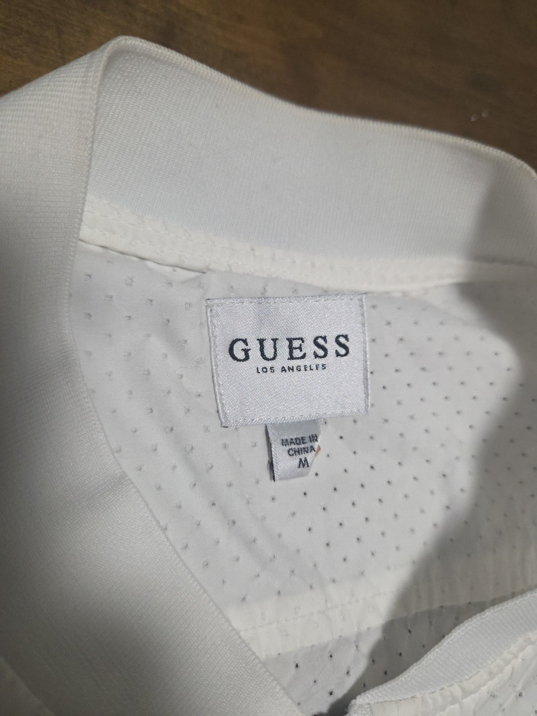 Guess Mens Perforated Mesh Bomber Jacket M White Lightweight Zip Up image 7