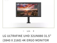 LG UltraFine Ergo 32UN880-B 32" Ultra HD IPS LED Monitor - Black
