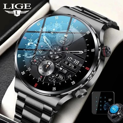 Smartwatch Männer Smart Uhr Touch NFC Bluetooth Anruf Wasserdicht Android IOS