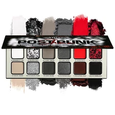 Black Grey Red Eyeshadow Palette Goth Makeup, Cold Silver Smokey Eye Shadow Comp