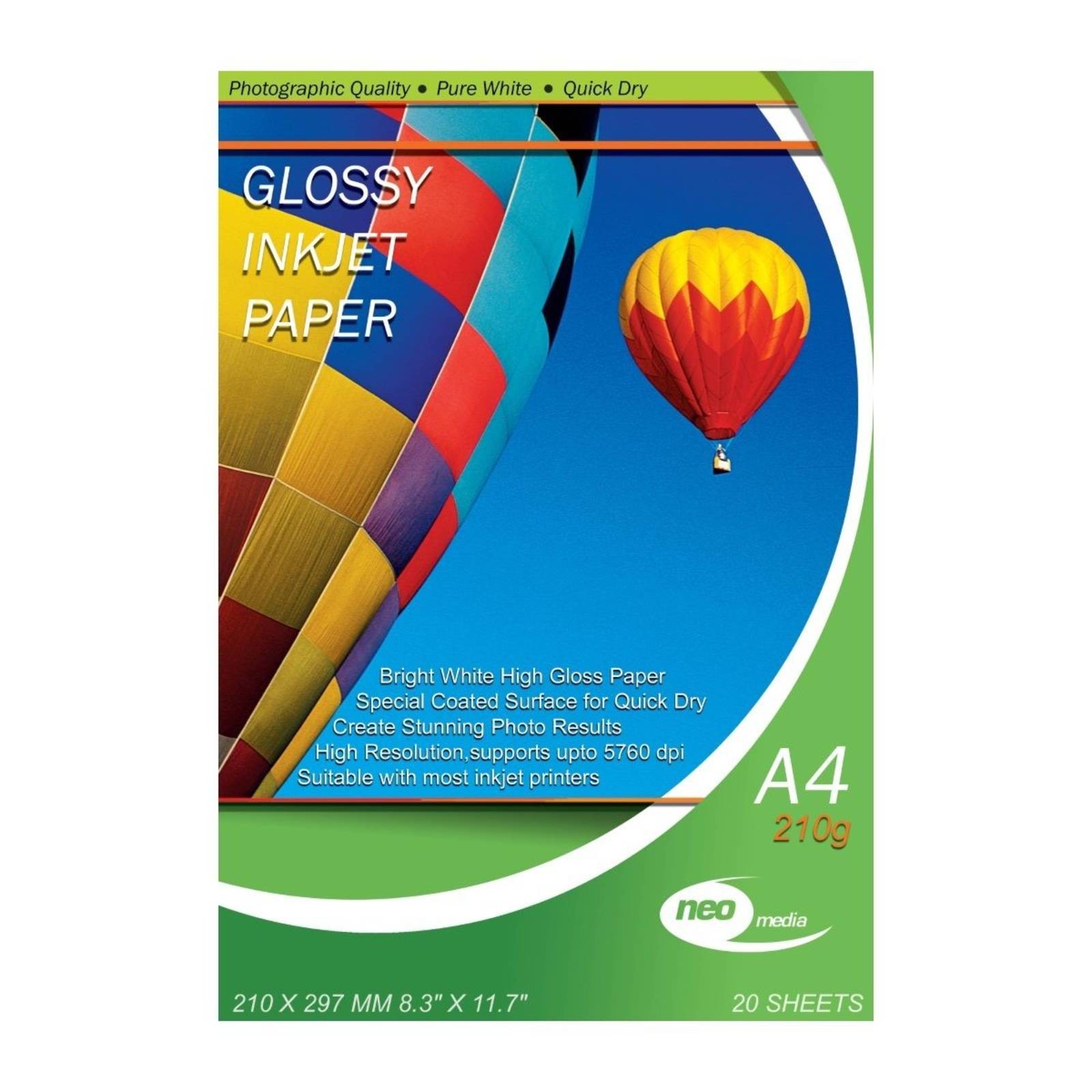 Neo Media Glossy A4 Inkjet Photo Paper 210gsm - 20 Sheets