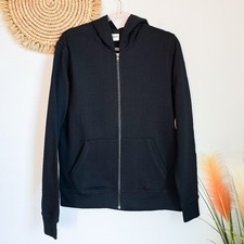 PACT New Black Oganic Brushed Cotton Fleece Zip Hoodie Jacket SZ Small Cozy