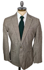 J. CREW Ludlow Slim 100 Linen Tan Khaki Sport Coat Jacket Sz 40R Dual Vent