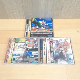 Sega Saturn Console Japan Gray Bundle With 2 Controllers & 5 Games VF S.Rally