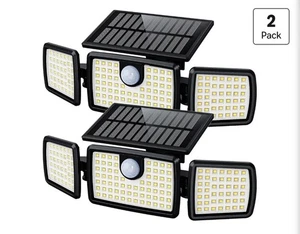 2PCS Lumières solaires à l'extérieur 2500LM Lumières de sécurité du capteur de mouvement