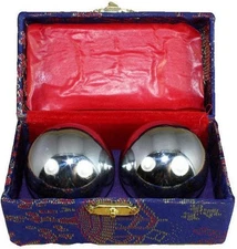 2pcs Baoding Balls Chinese Health Exercise Silver,1.49inch, Color Random 