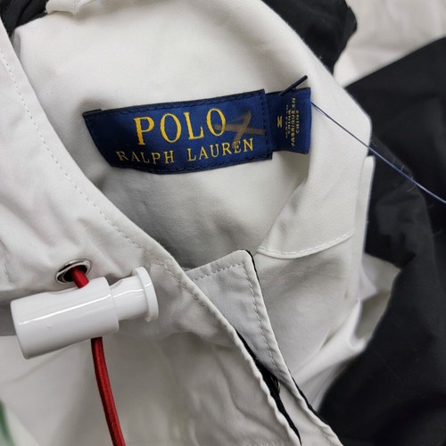 Giacca a vento uomo Polo Ralph Lauren taglia M bianca con cappuccio polo logo cotone - Foto 11 di 14