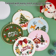 Winter Embroidery Kit for Beginners DIY Merry Christmas -Stitching Kit safety