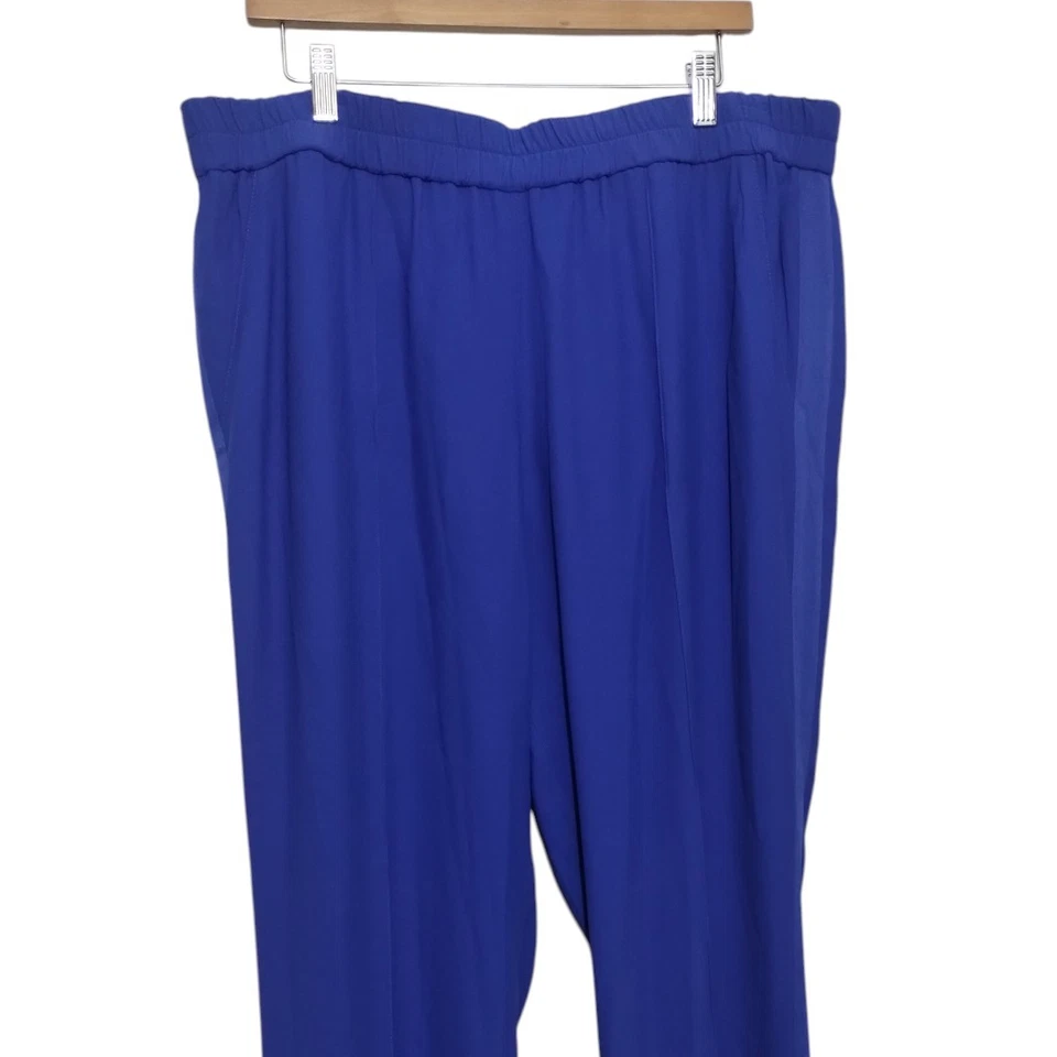 Escada Dress Pants Womens XL Royal Blue Lightweight Straight Pull-On Slacks - Image 2 of 4
