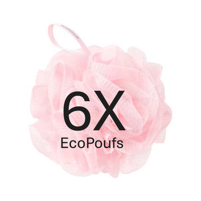 x6 EcoTools Delicate EcoPouf Loofah Bath Sponges Recycled Materials Pink