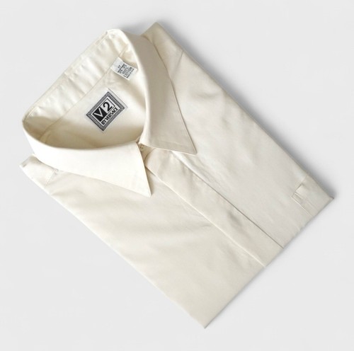 Versace, Vintage V2 Versace Ivory Dress Shirt 17 Made In USA Luxury Designer Italy