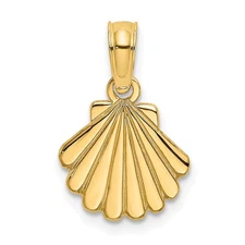 10k Yellow Gold Polished and Engraved Shell Charm Pendant 0.56gm L-9.65 mm