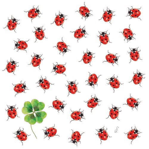 20 Servietten Bugs MarienkäFer Kleeblatt GlüCkssymbol Tiere Blumen Deko 33X33Cm-image