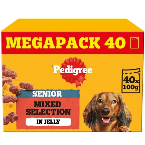 120 x 100g Pedigree Senior Wet Dog Food Pouches Mixed Selection in Jelly deal from eBay