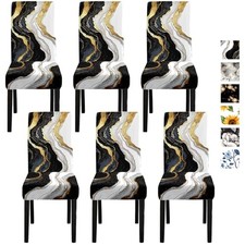 Gold and Black Marble Chair Covers for Dining Room Kitchen Set of 6   6 PCS 5