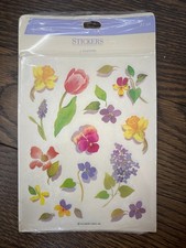 NIP SEALED VINTAGE FLOWER STICKERS- FLORAL- HALLMARK- 4 SHEETS