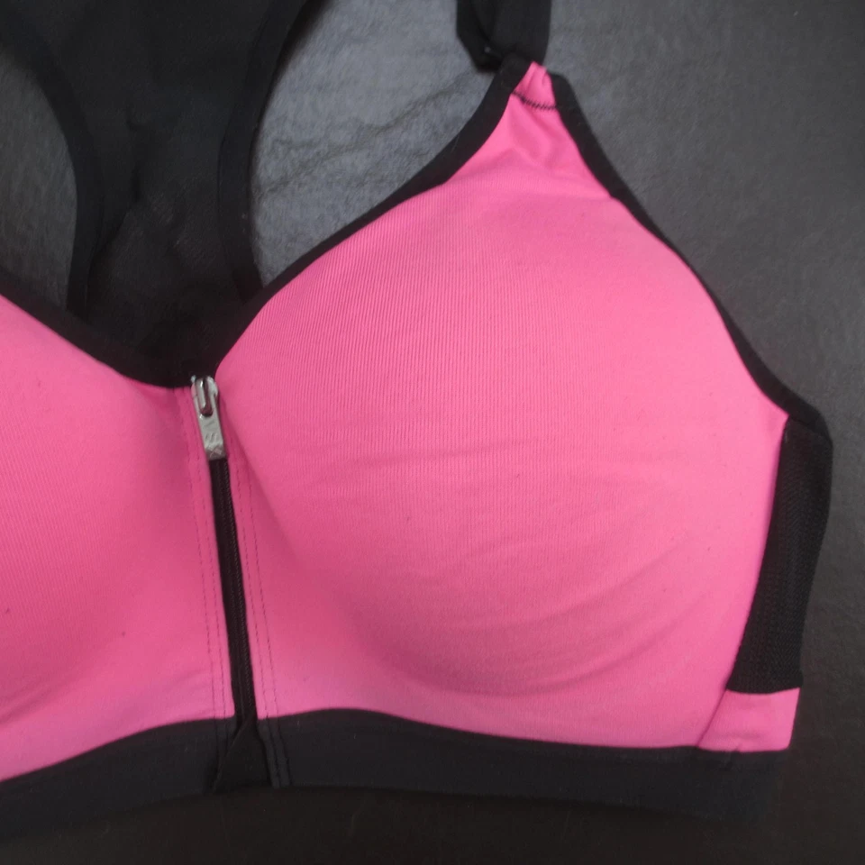 Sujetador deportivo Victoria's Secret VSX para mujer 38C rosa negro cremallera frontal espalda deportiva Foto 4 de 4