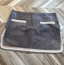 Animale Lambskin Leather Skirt Trim Brown/Cream/Beige Wmn 4P Slits Twee Indie