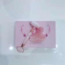 Rose Quartz Jade Roller & Gua Sha Face Body Facial Therapy Massager Stone NWT