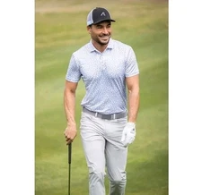 Redvanly Men's Chatillon Polo Golf Shirt  Wht/Blue Lavendar