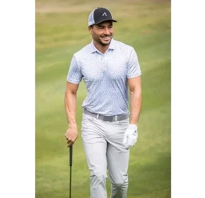 Redvanly Men's Chatillon Polo Golf Shirt Wht/Blue Lavendar