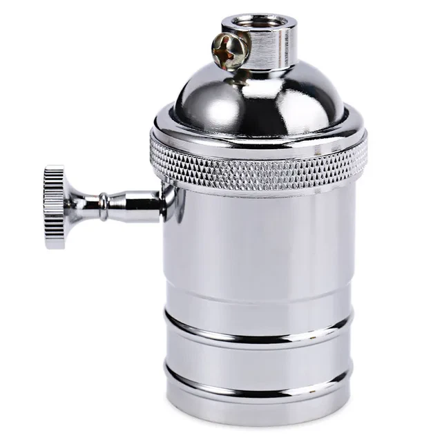 1x Enchufes de Luz E26/E27 Vintage Soporte de Lámpara Base de Bombilla con Interruptor de Perilla de Encendido/Apagado Foto 4 de 4